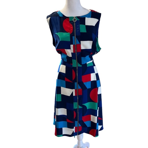 Tommy Hilfiger Dresses & Skirts - NWT Tommy Hilfiger Womens Front Zip Tie Color Block Cute Sleeveless Summer Dress